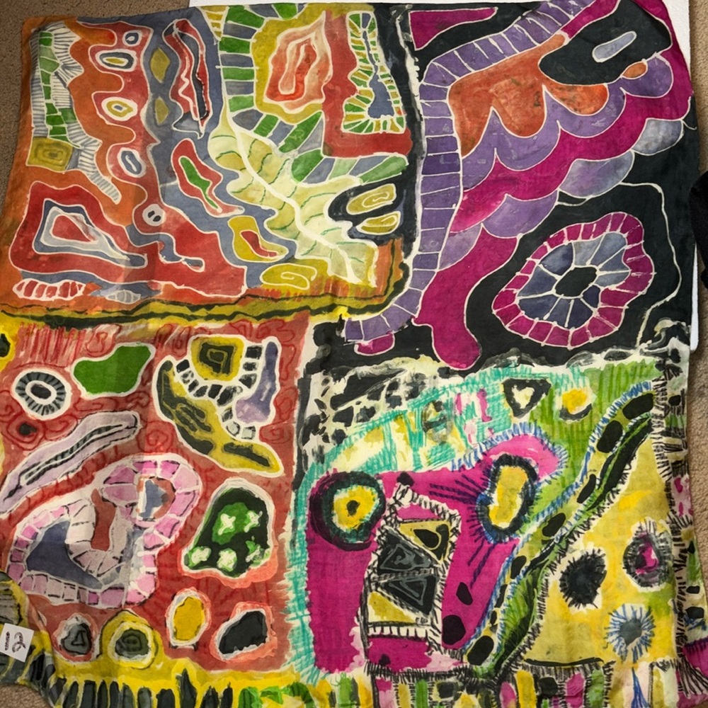 Multicolor scarf I have no clue who made this it is 34” x 35”